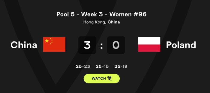 中国女排三连胜收官港站 赢得巴黎奥运入场券