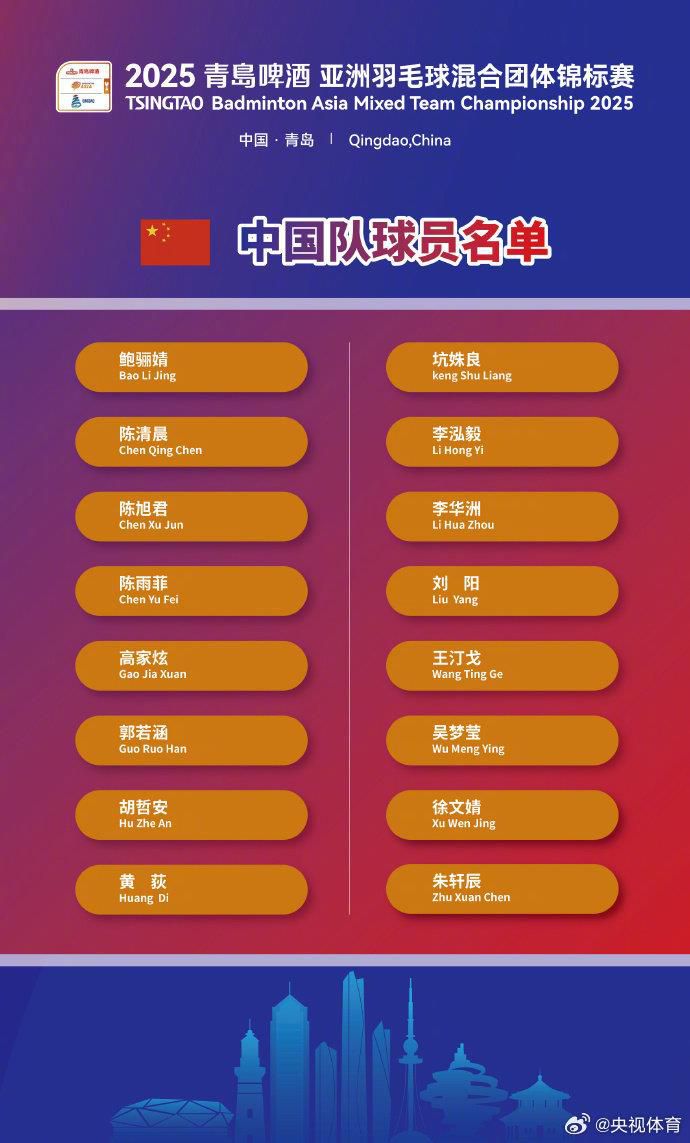 陈清晨、陈雨菲领衔出战，国家羽毛球队公布亚